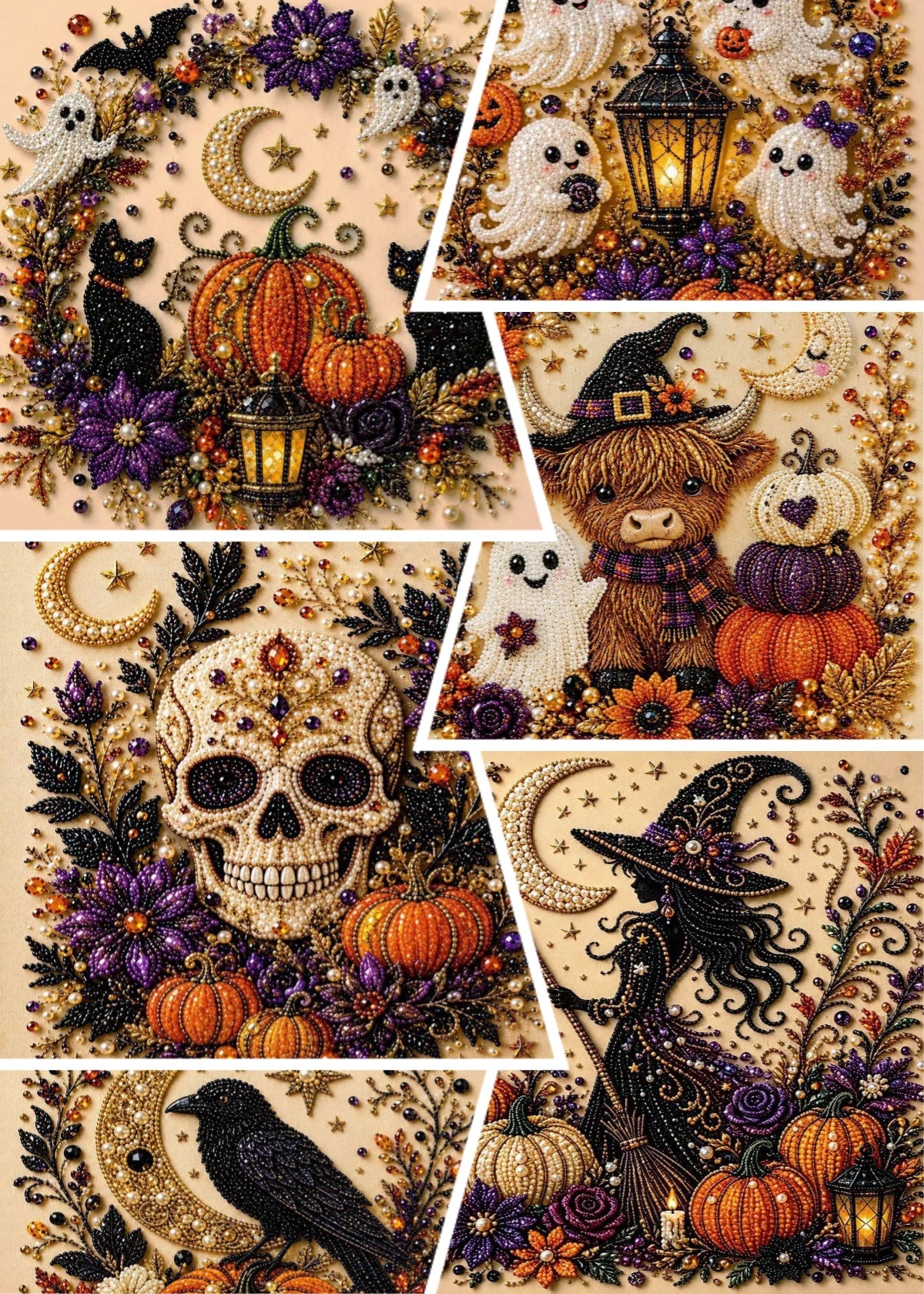 🎃 Último Día 50% DCTO – 💀👻✨ Kit de Bricolaje de Arte con Perlas de Halloween – Convierte Pequeñas Perlas en Magia Escalofriante y Adorable