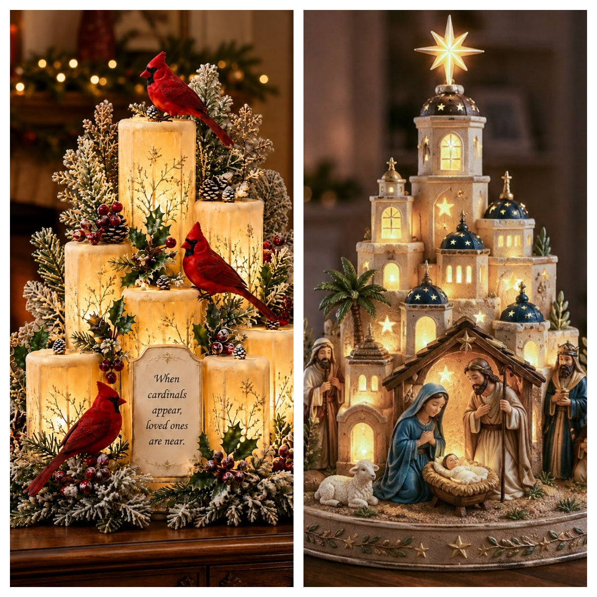 🐦Cardinal Memorial LED Candle Centerpiece