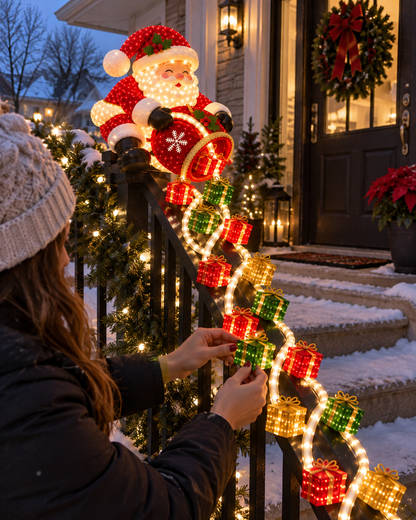 ⚡Santa’s Glowing Cascade: Transform Your Railing Into Christmas Magic🎅✨