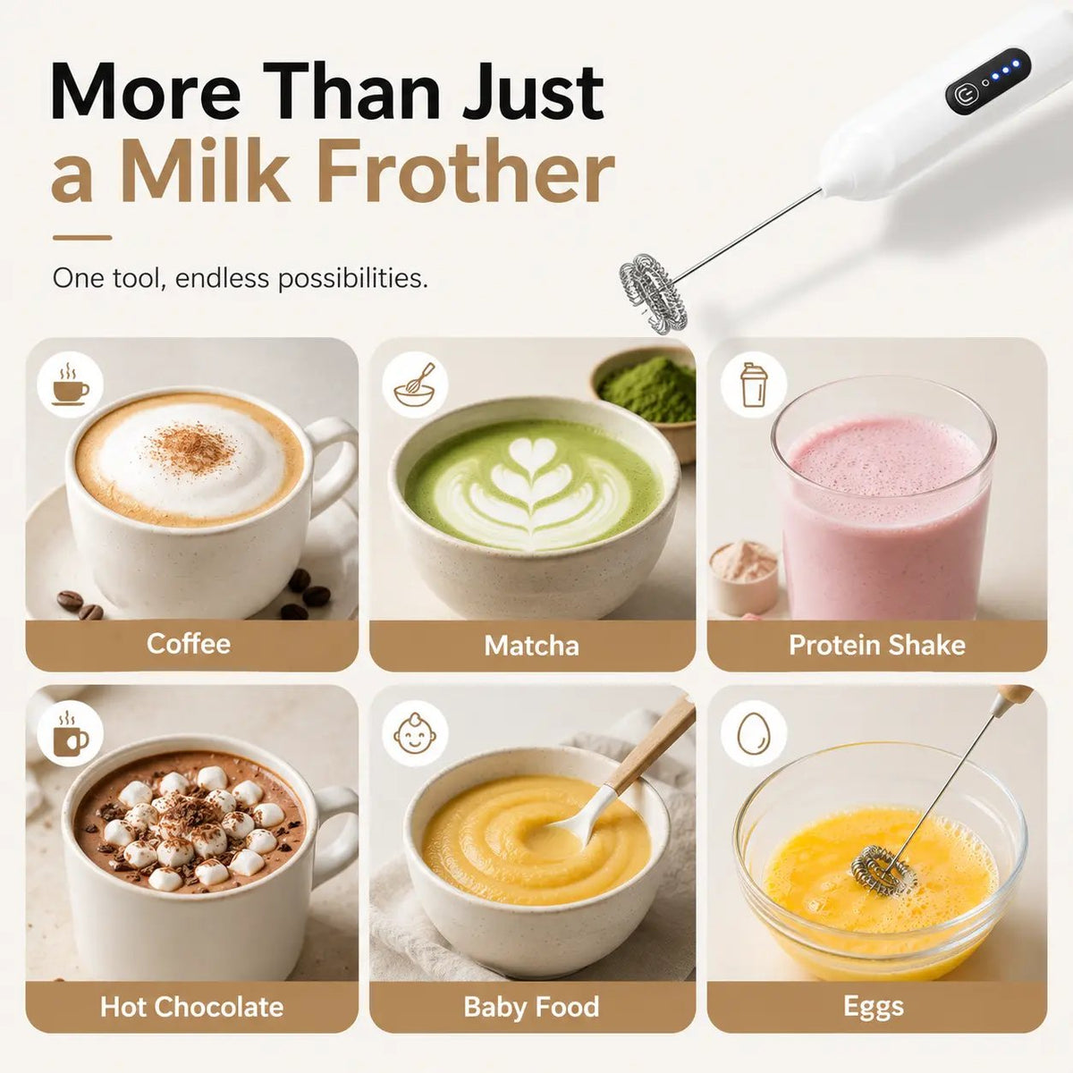 ⚡️3-Speed Rechargeable Milk Frother
