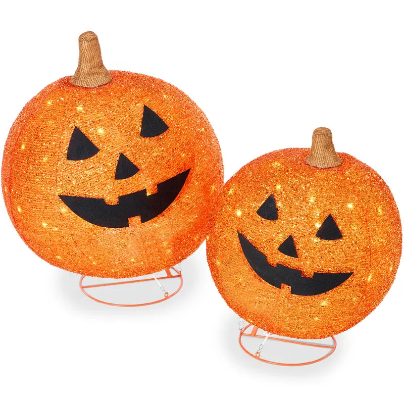 2pc Lighted Pop-Up Halloween Pumpkin Set