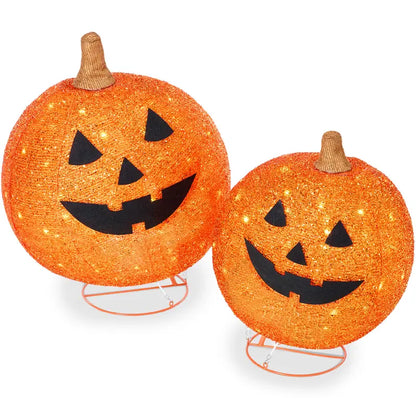 2pc Lighted Pop-Up Halloween Pumpkin Set