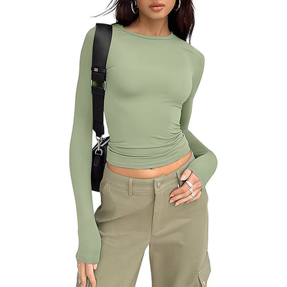 Long Sleeve Basic Tee Women's Crew Neck Slim Fit Tops