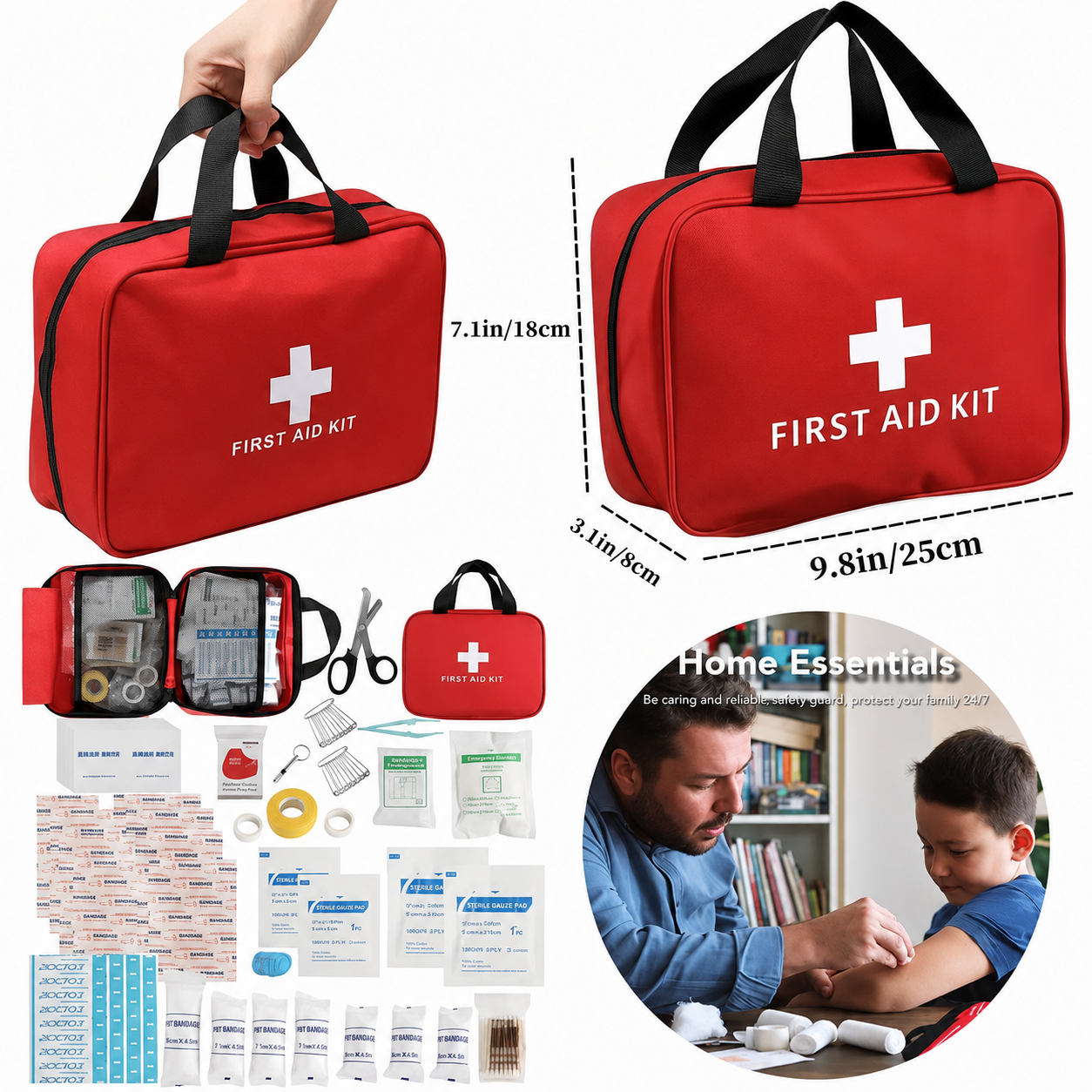 🚨Botiquín de primeros auxilios: kit de primeros auxilios para traumatismos de alta calidad, impermeable y portátil, adecuado para diversas situaciones de emergencia
