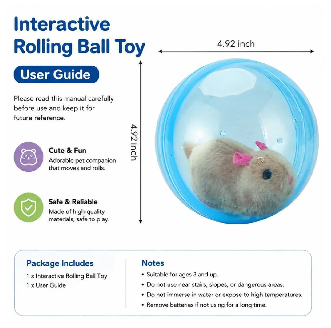 Automatic Rolling Plush Animal Cat Toy-Free Play for Indoor Cats