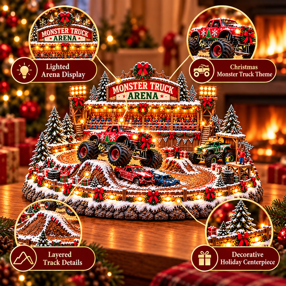 🚗🎄 Christmas Classic Gas Station Village –4 Holiday Vehicle Scenes