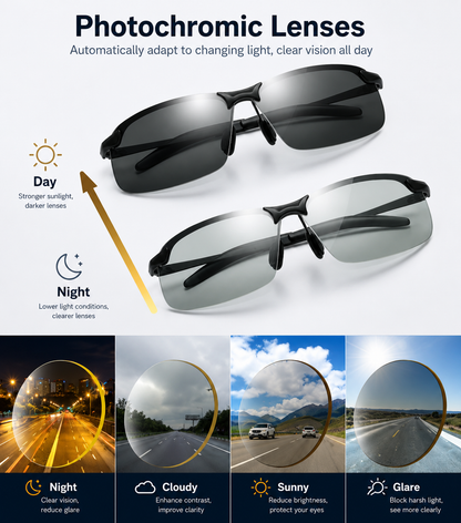 🎉2026 Hot Sale🎁New-Photochromic Sunglasses with Anti-glare Polarized Lens