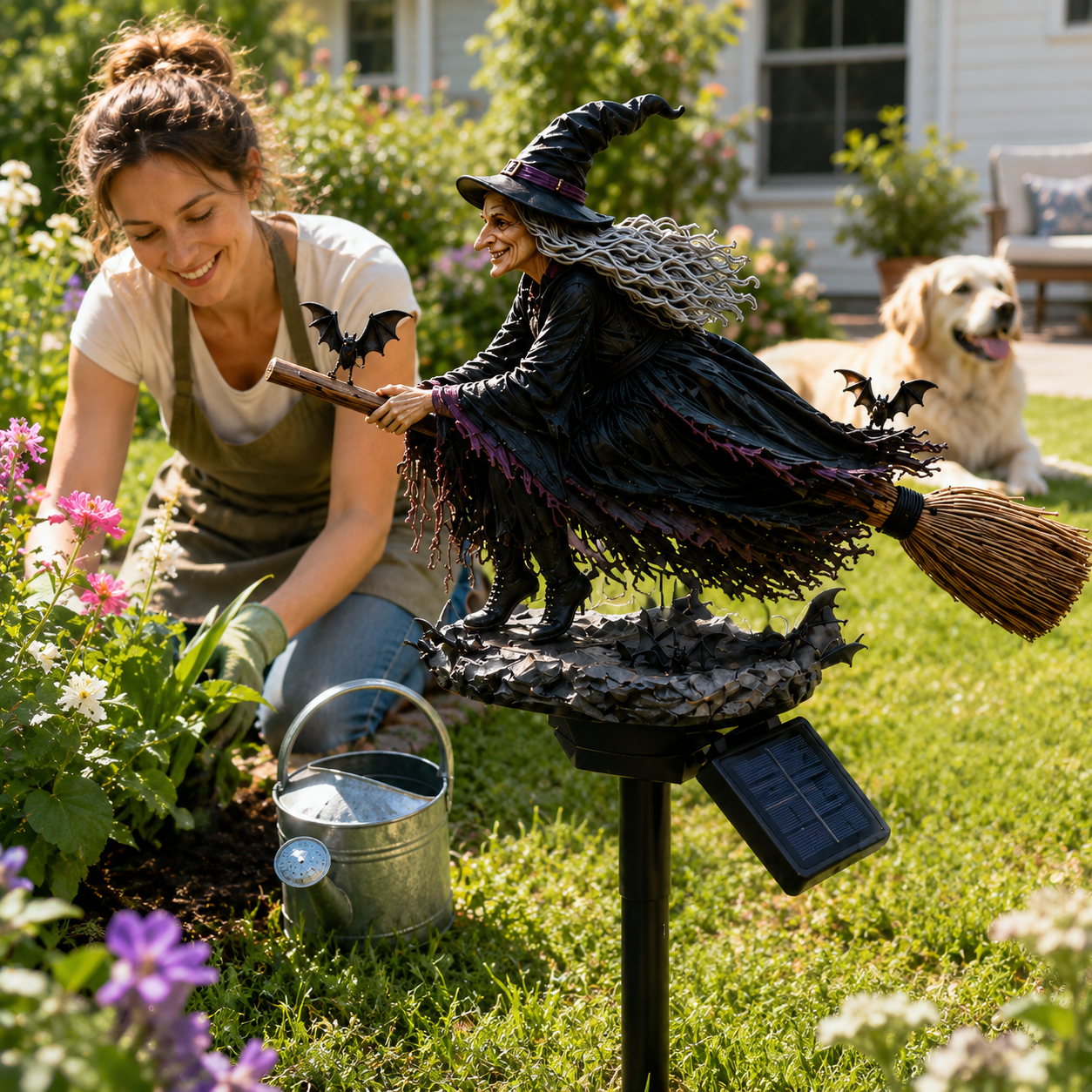 🔥Dernier Jour -49% 🧙‍♀️ Ajoutez une Touche de Magie d'Halloween à Votre Jardin avec une Sorcière Solaire Lumineuse