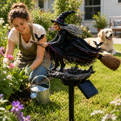 🔥Dernier Jour -49% 🧙‍♀️ Ajoutez une Touche de Magie d'Halloween à Votre Jardin avec une Sorcière Solaire Lumineuse