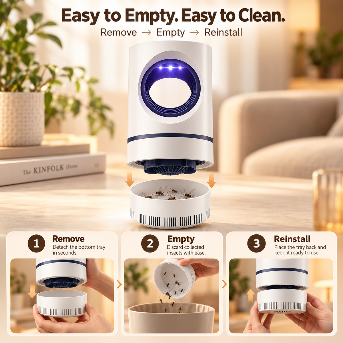 🦟 UV Mosquito Trap – Quiet, Powerful Suction for Indoor Use