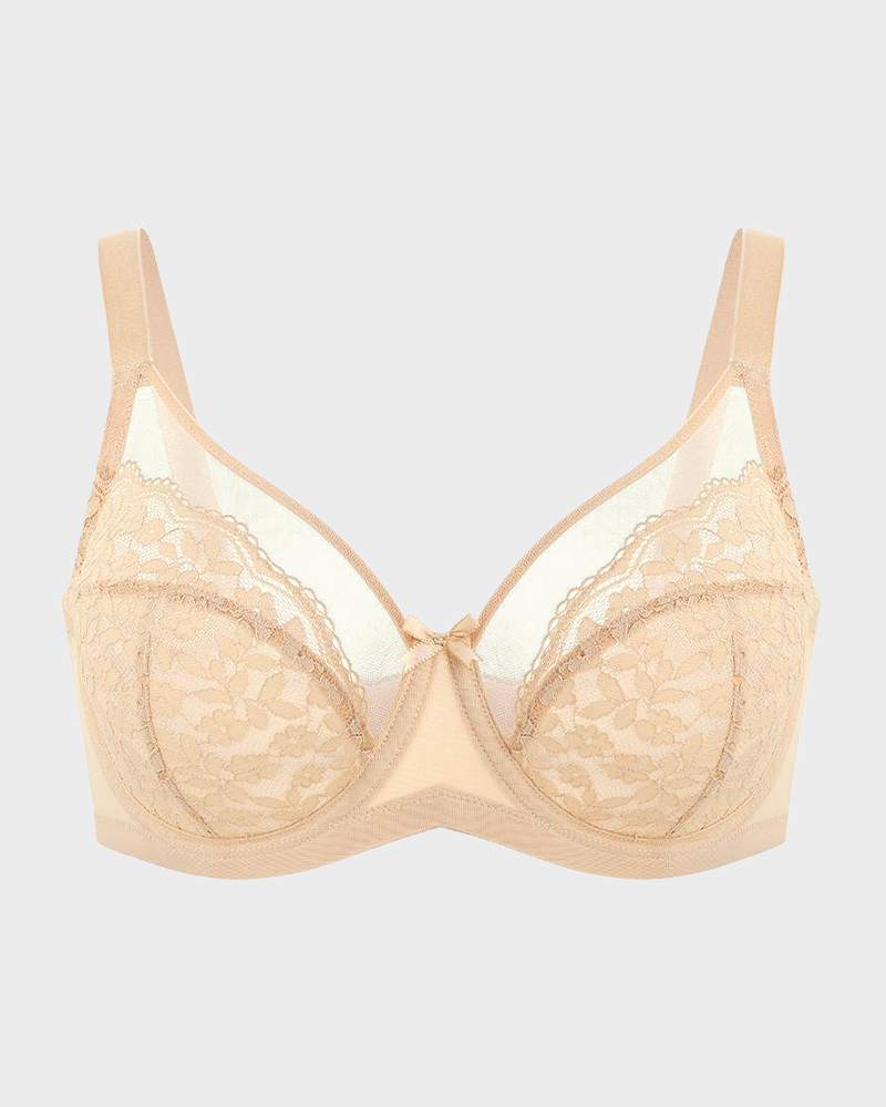 Unlined Floral Lace Minimizer Bra Comfort Fit Full Coverage2
