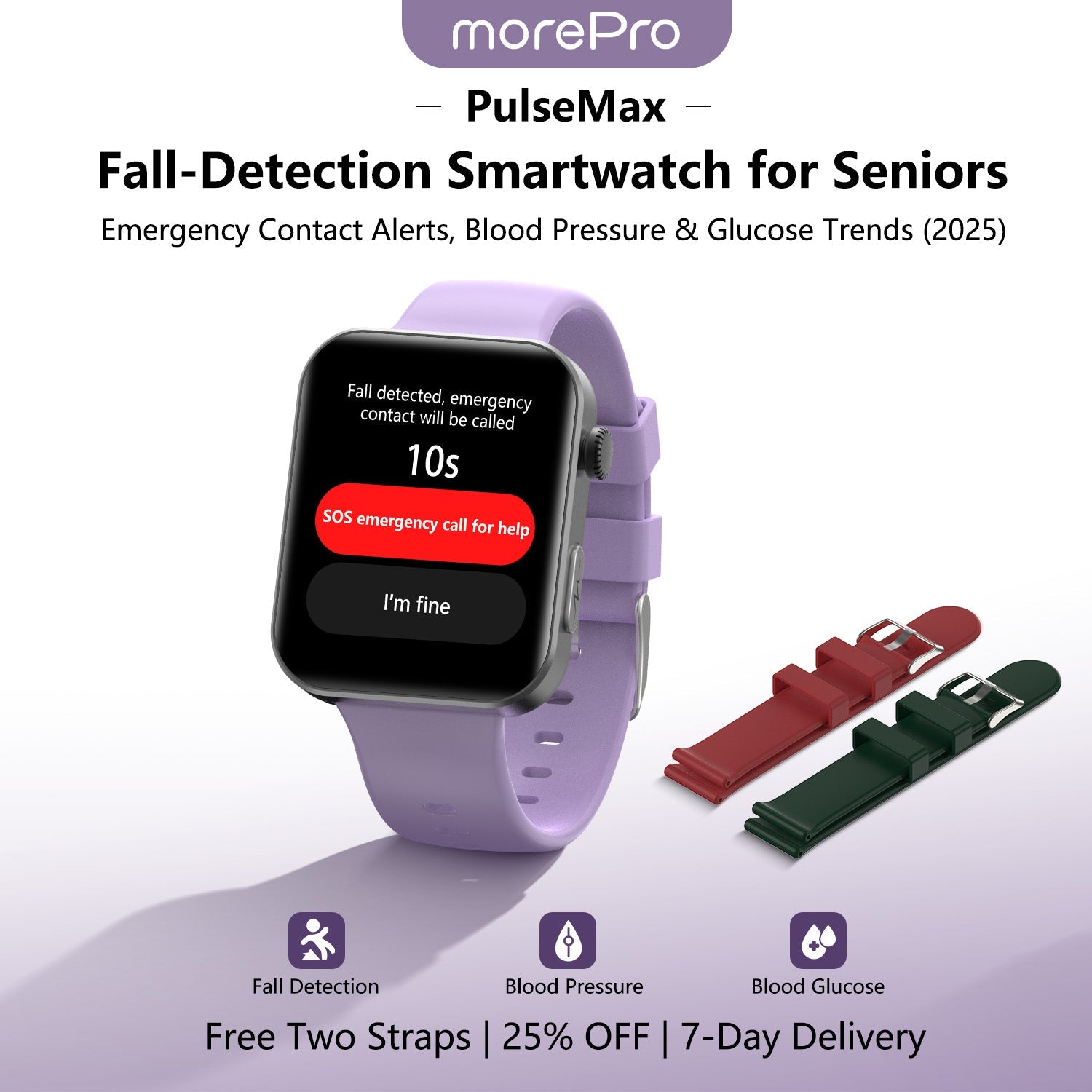 Best Upgrade PulseMax Fall Detection Watch With Blood Glucose+Blood Pressure Monitoring+Calls 2026