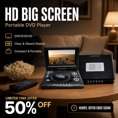 🔥50% OFF📺Portable DVD/EVD Player – 7.8" Rechargeable Screen, Compatible with DVD/CD/USB/SD for Home & Travel