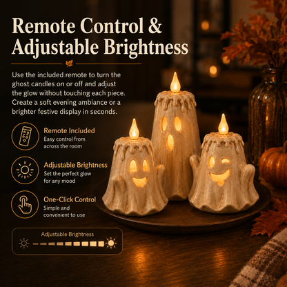 3-Piece Glowing Ghost Candle Set – Cozy Halloween Decor