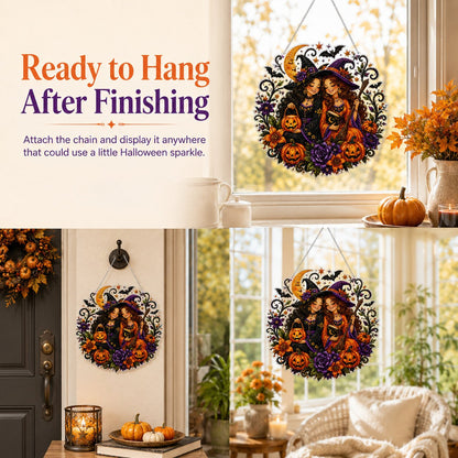 🧙‍♀️Last Day Promotion🎃DIY Halloween Witch Friendship Diamond Art Window Suncatcher