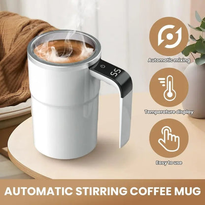 ☕ Smart Self-Stirring Coffee Mug with LCD Temperature Display – One-Touch Mixing
