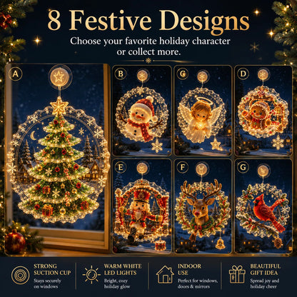 ✈️Last Day 50% OFF✨🎄Lighted Christmas Window Decoration with Suction Cup | Warm LED Window Light with Double-Layer Design & Multiple Festive Styles ✨