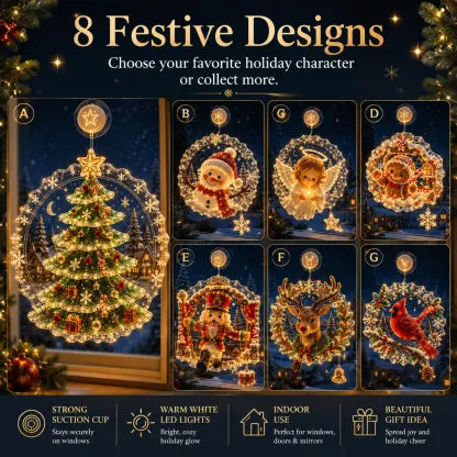 ✈️Last Day 50% OFF✨🎄Lighted Christmas Window Decoration with Suction Cup | Warm LED Window Light with Double-Layer Design & Multiple Festive Styles ✨