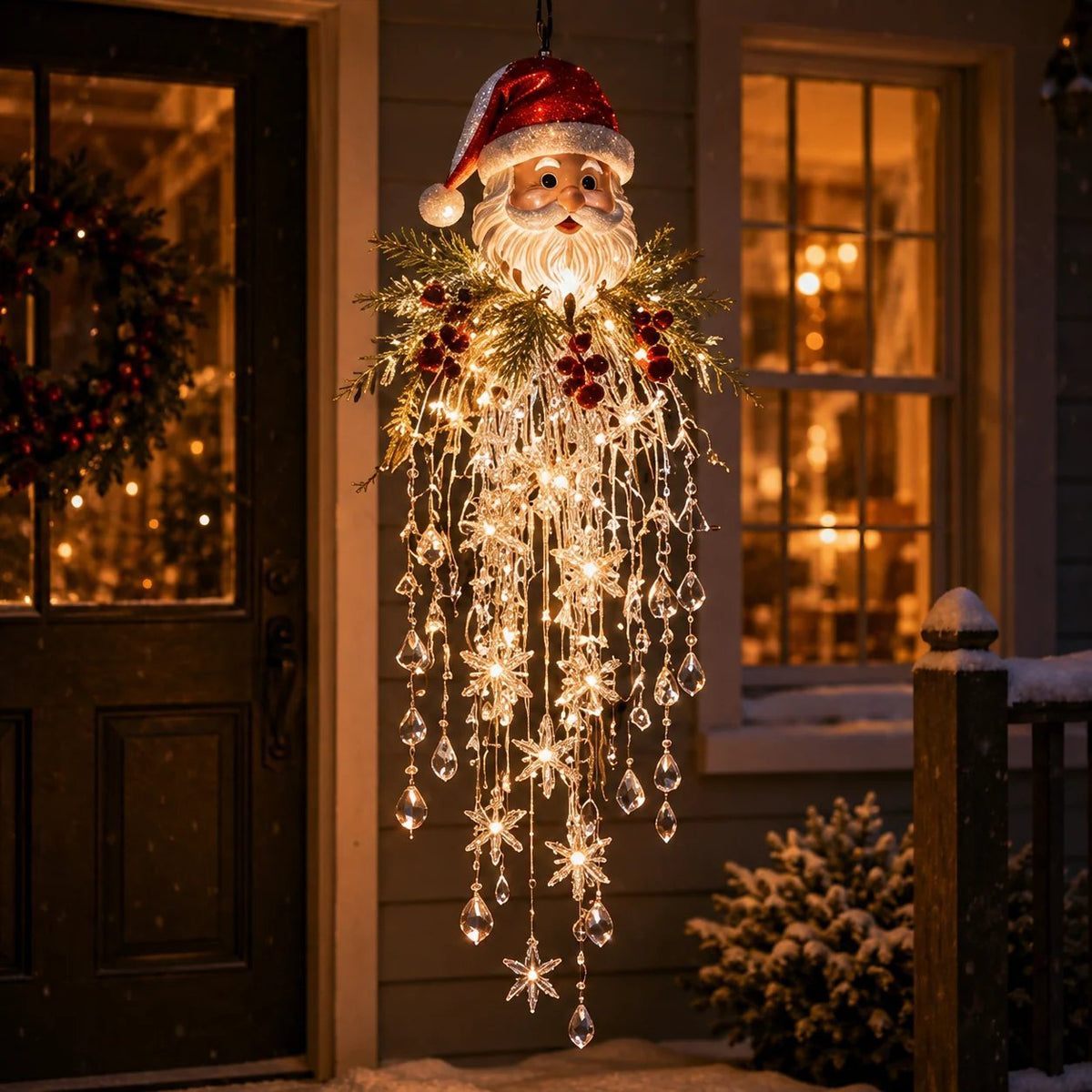 Crystal Cascade Christmas Light – Hanging Snowflake & Crystal LED Porch Décor ✨❄️