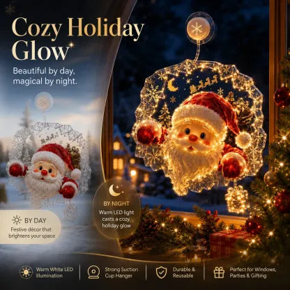 ✈️Last Day 50% OFF✨🎄Lighted Christmas Window Decoration with Suction Cup | Warm LED Window Light with Double-Layer Design & Multiple Festive Styles ✨