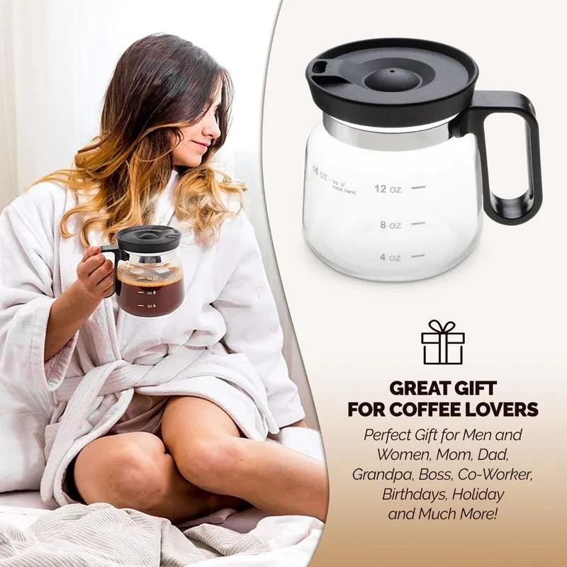☕ 16oz Coffee Pot-Shaped Glass Mug – Cute Borosilicate Coffee Cup