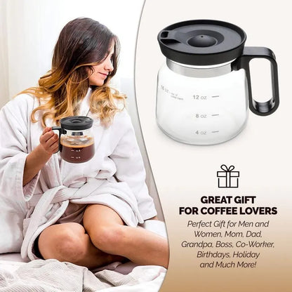 ☕ 16oz Coffee Pot-Shaped Glass Mug – Cute Borosilicate Coffee Cup