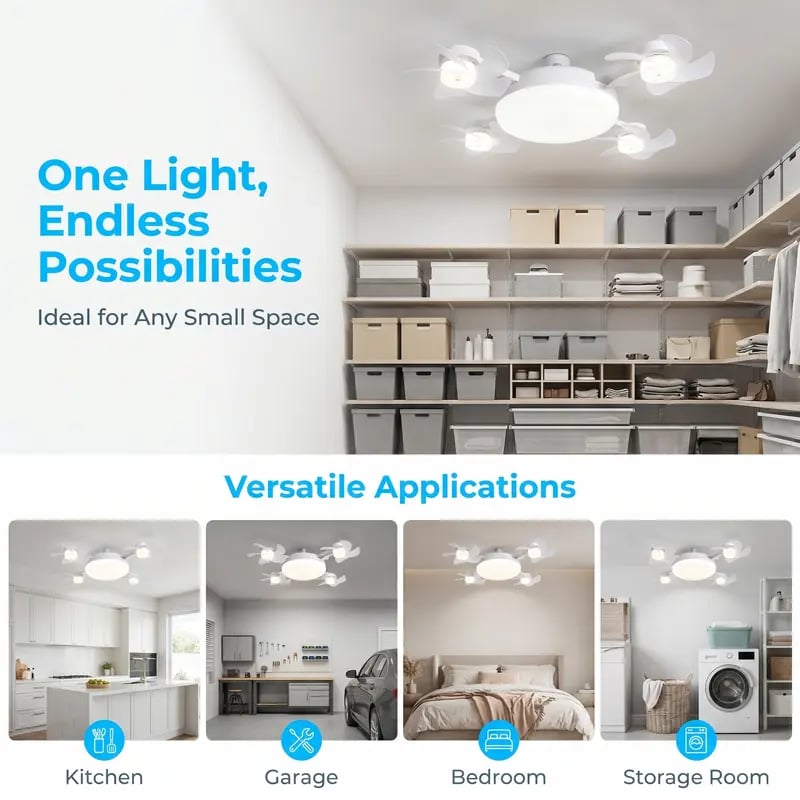 ❄️Stay Cool & Bright💡 2-in-1 Ceiling Fan Light 🏠Perfect for Bedrooms, Kitchens & Garages