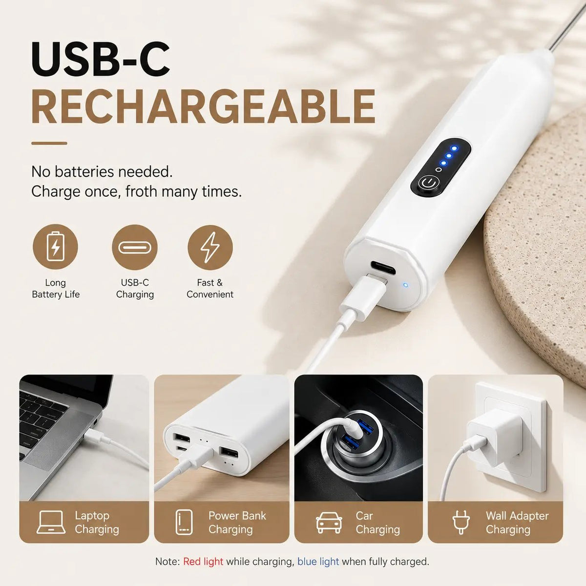 ⚡️3-Speed Rechargeable Milk Frother