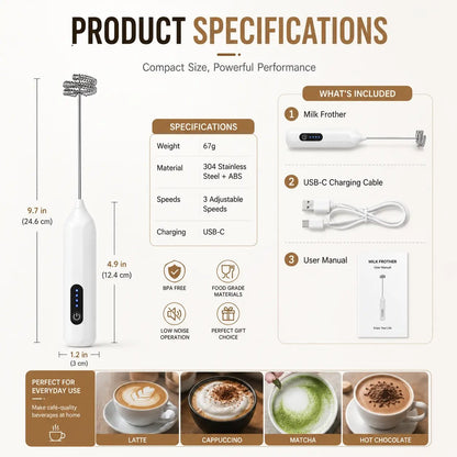 ⚡️3-Speed Rechargeable Milk Frother