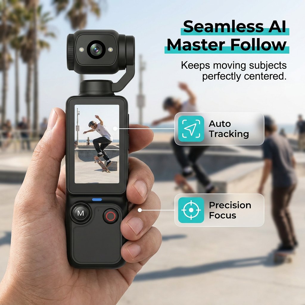 2026 Newest Xtra Pro — 2.5K AI Pocket Camera with 180° Rotating Lens