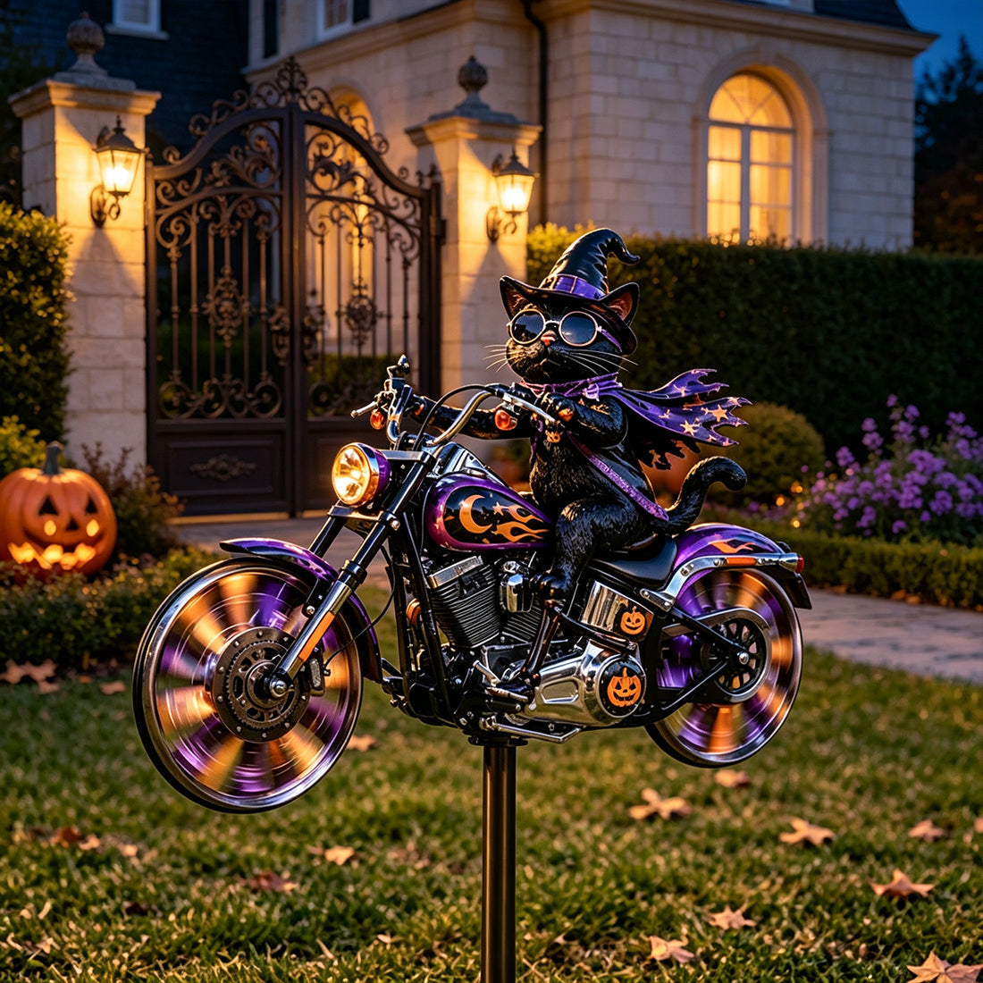 🎃 BikerSpooky Halloween Motorcycle Garden Windmill 🏍️
