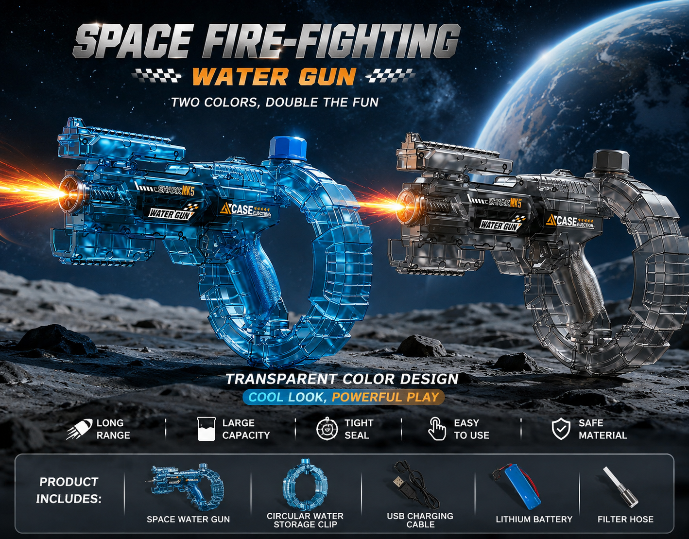 💦 Automatic Electric Water Blaster – High-Capacity Space Ring Pistol for Summer Beach & Pool Play ☀️