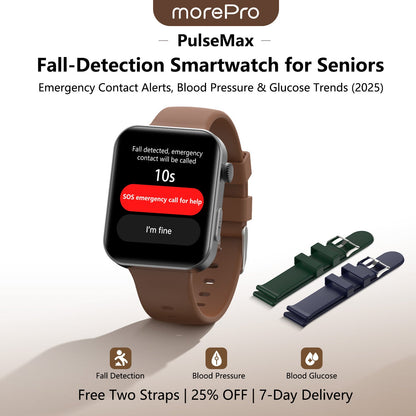 Best Upgrade PulseMax Fall Detection Watch With Blood Glucose+Blood Pressure Monitoring+Calls 2026
