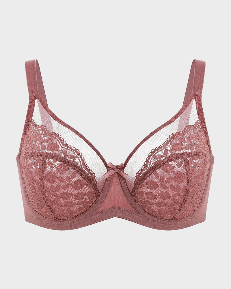 Unlined Floral Lace Minimizer Bra Comfort Fit Full Coverage2
