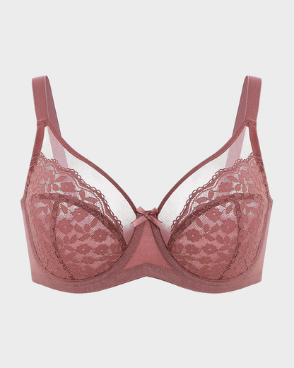 Unlined Floral Lace Minimizer Bra Comfort Fit Full Coverage2