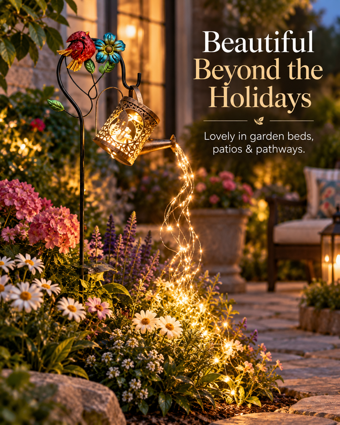 🔥 Limited-Time Offer | Solar Cardinal Watering Can Garden Light – Beautiful by Day, Glowing by Night ✨