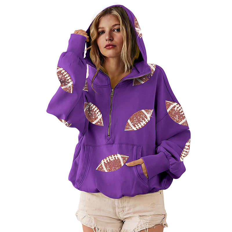 ‘Glam Kickoff’ Long Sleeve Zip Hoodie