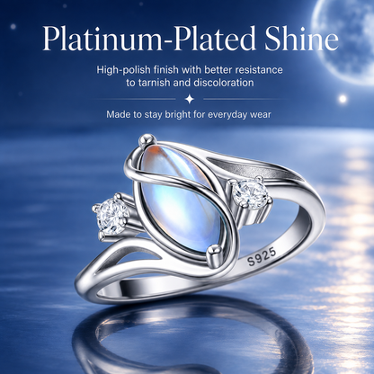🎁💍925 Sterling Silver Rainbow Moonstone Ring