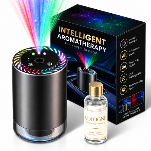 Smart Car Fragrance Diffuser – 3-Color Starlight & Auto On/Off