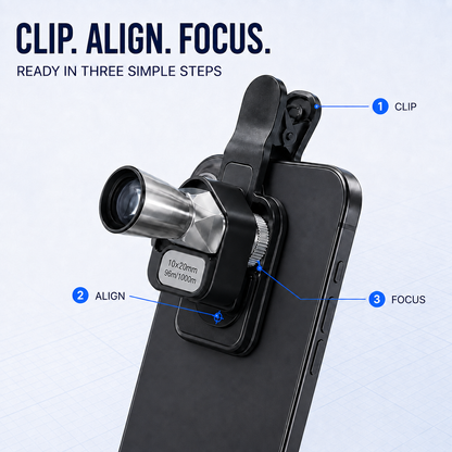 🏅🔭 10×20 Mini Monocular Phone Telescope – Pocket Long-Distance Viewer with Adjustable Smartphone Clip