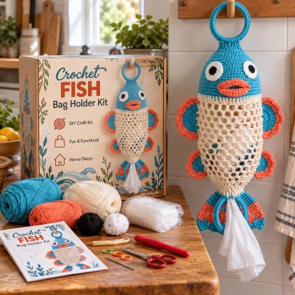 Crochet Animal Bag Holder DIY Kit – Cute & Functional Hanging Storage Craft Kit⭐