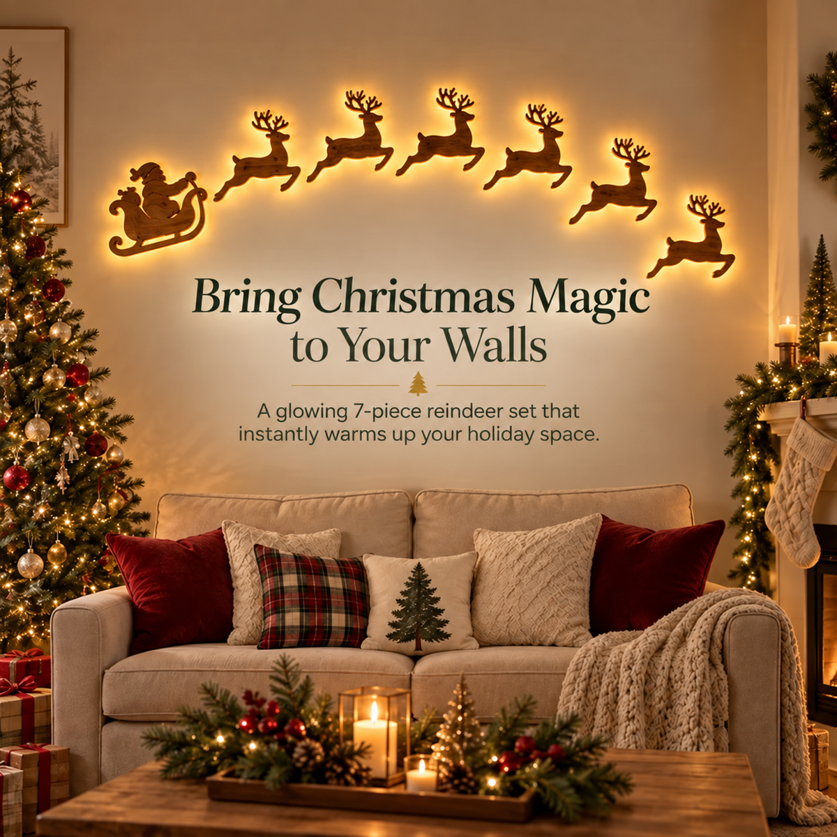 🎅🦌LED Reindeer Wall Decorations - Festive Christmas Lighting