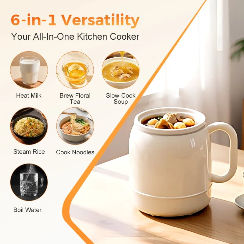 🍜 800mL Mini Electric Stewing Cup – Portable Multi-Function Cooker for Easy Meals
