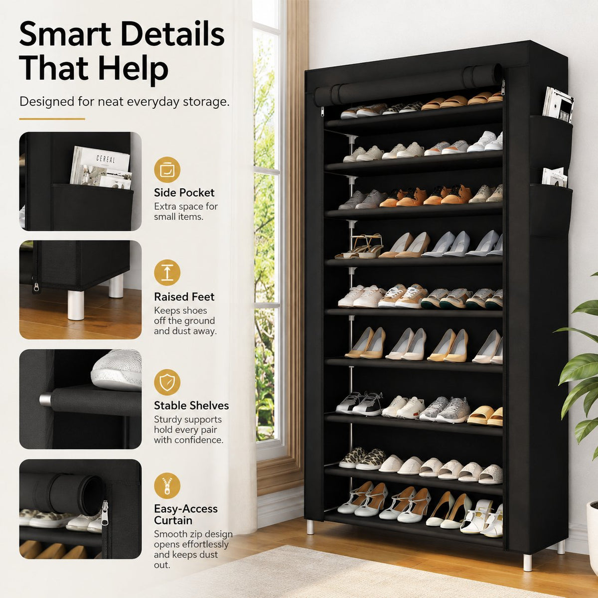 👟Large Capacity Shoe Storage Cabinet | Multi-Level Entryway Shoe Organizer With Dust Cover