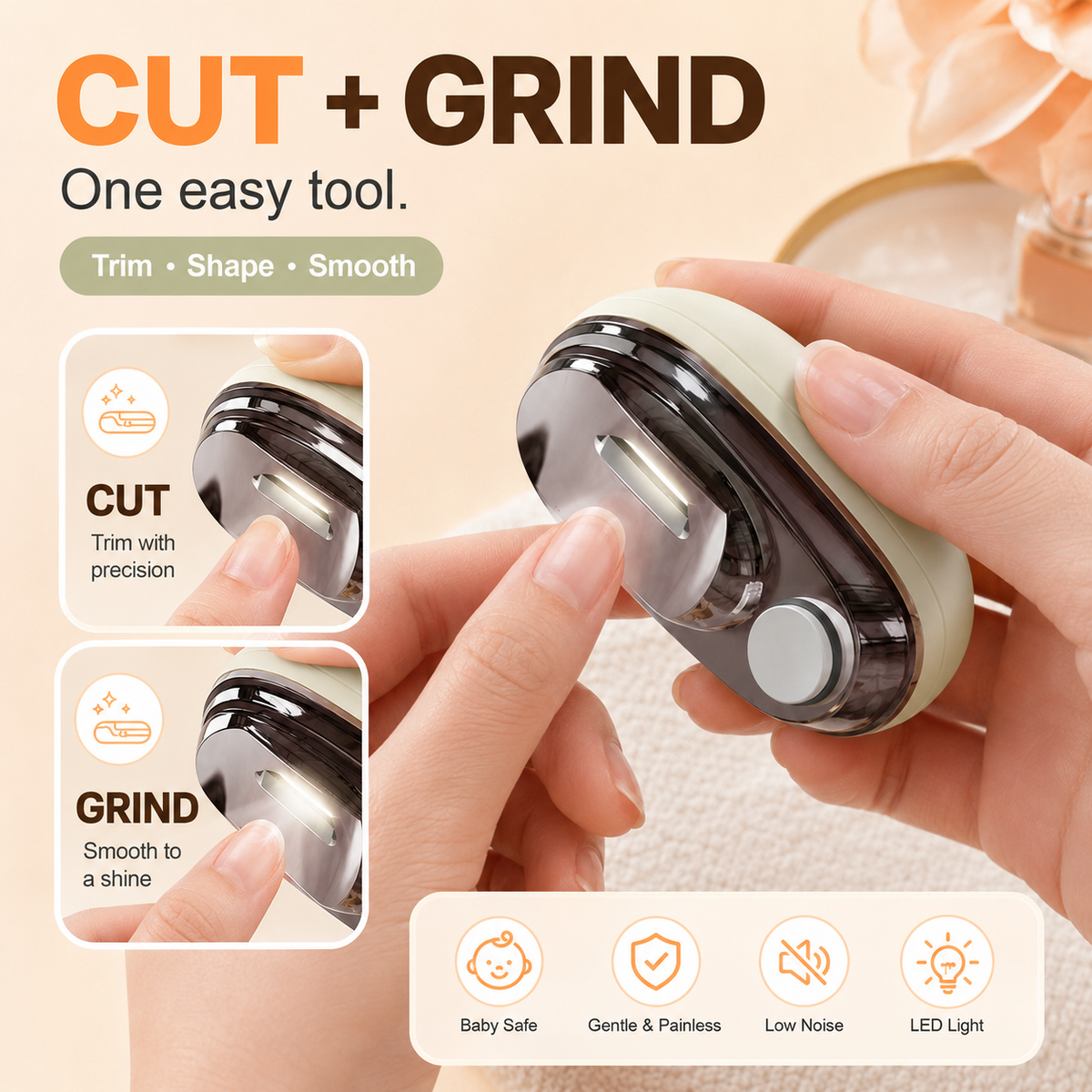 ✨ 2-in-1 Electric Nail Clipper with LED Light & Nail File