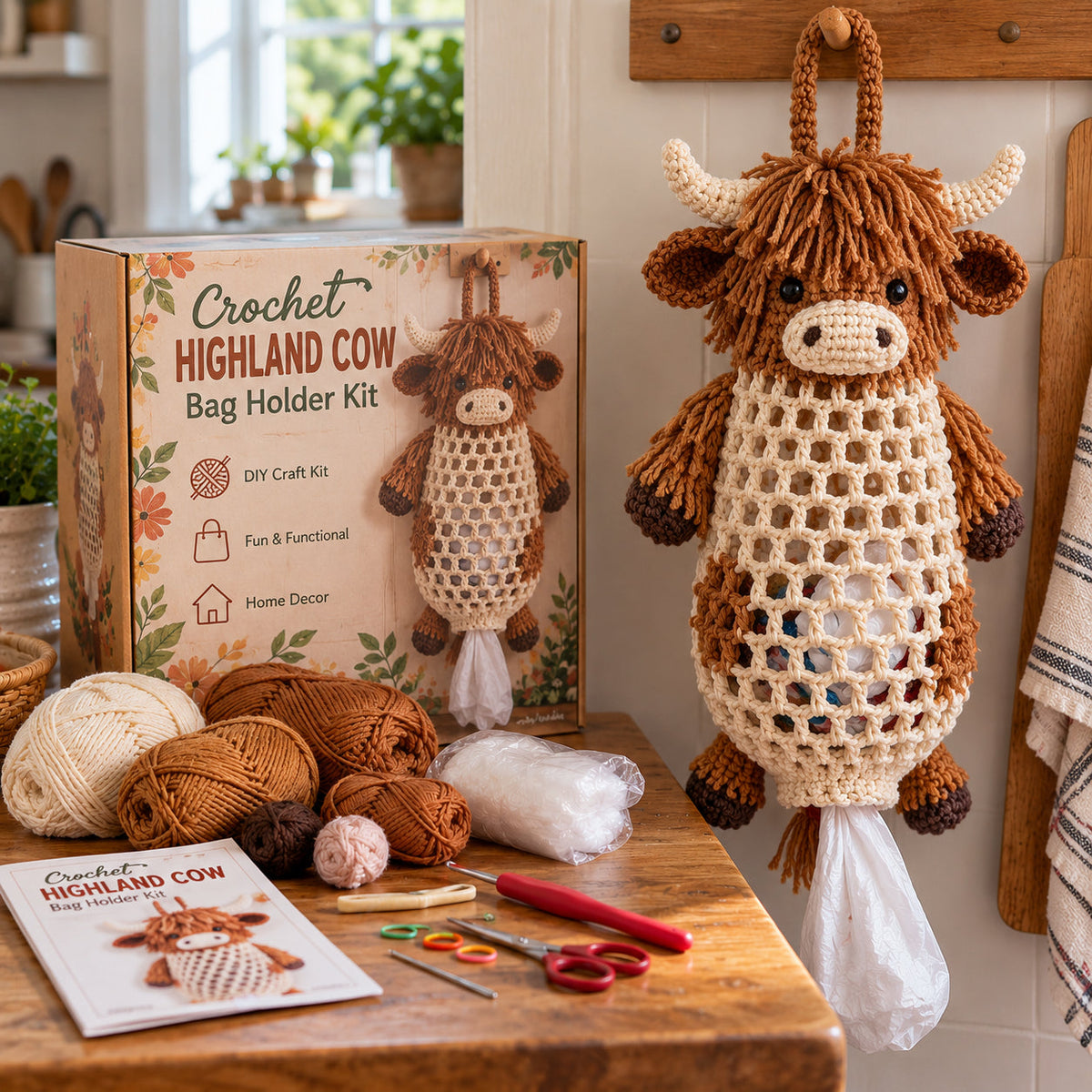 Crochet Animal Bag Holder DIY Kit – Cute & Functional Hanging Storage Craft Kit⭐