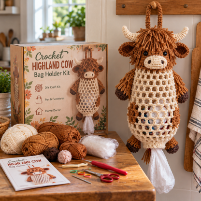 Crochet Animal Bag Holder DIY Kit – Cute & Functional Hanging Storage Craft Kit⭐