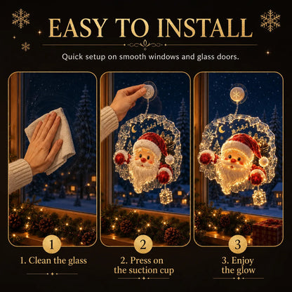 ✈️Last Day 50% OFF✨🎄Lighted Christmas Window Decoration with Suction Cup | Warm LED Window Light with Double-Layer Design & Multiple Festive Styles ✨