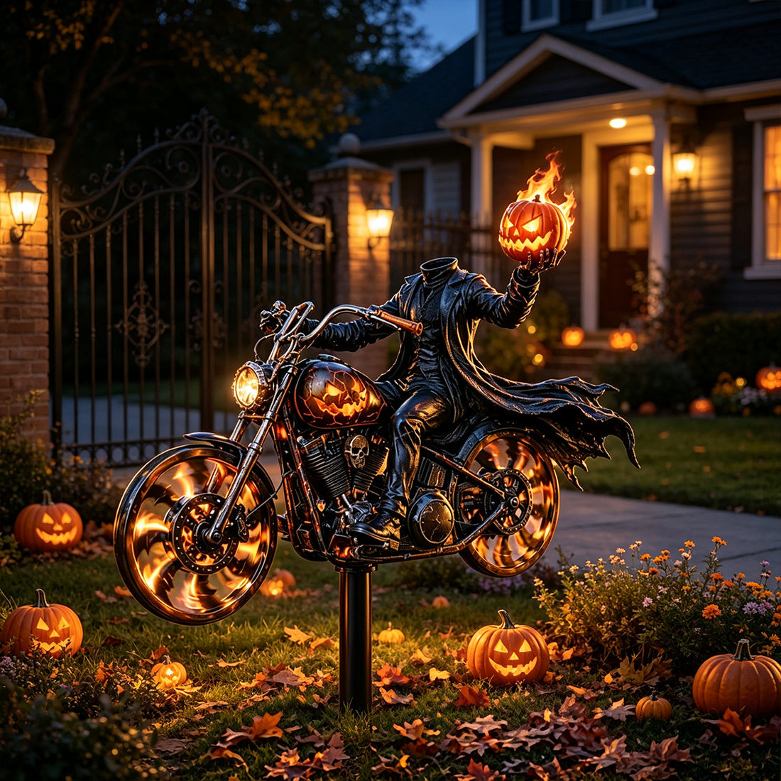 🎃 BikerSpooky Halloween Motorcycle Garden Windmill 🏍️
