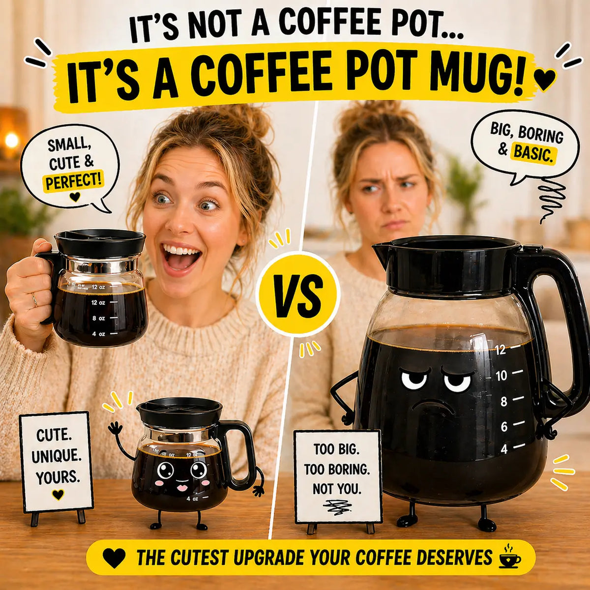 ☕ 16oz Coffee Pot-Shaped Glass Mug – Cute Borosilicate Coffee Cup